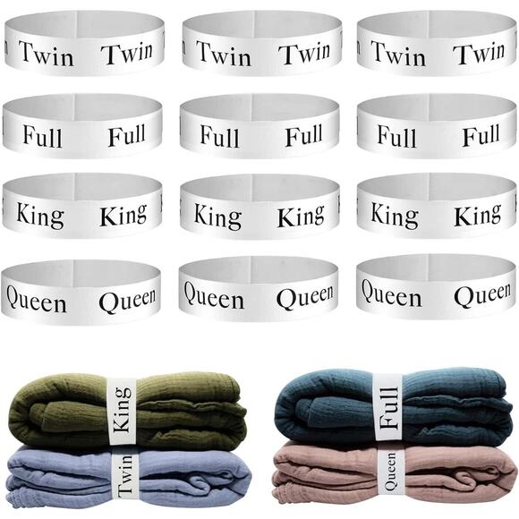 Unbranded Other - 12 PC Bed Sheet Organizer Bands Storage Labels Keepers Linen Closet Straps Sizes